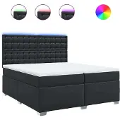 Syfax Cama box spring con colchón cuero sintético 200x200 cm