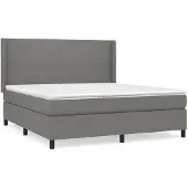 Syfax Cama box spring con colchón tela gris oscuro 180x200 cm