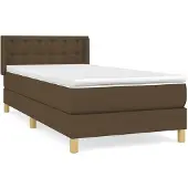 Syfax Cama box spring con colchón tela marrón oscuro 100x200 cm