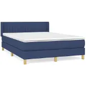 Syfax Cama box spring con colchón tela azul 140x190 cm