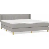 Syfax Cama box spring con colchón tela gris claro 180x200 cm