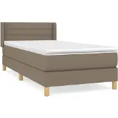 Syfax Cama box spring con colchón tela gris taupe 90x200 cm