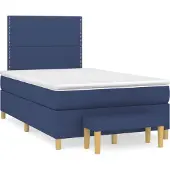 Syfax Cama box spring con colchón tela azul 120x200 cm
