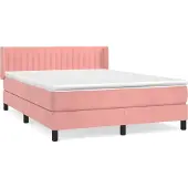 Syfax Cama box spring con colchón terciopelo rosa 140x190 cm