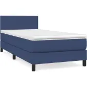 Syfax Cama box spring con colchón tela azul 100x200 cm