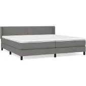 Syfax Cama box spring con colchón tela gris oscuro 200x200 cm