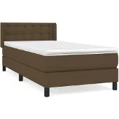 Syfax Cama box spring con colchón tela marrón oscuro 80x200 cm