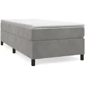 Syfax Estructura de cama con somier terciopelo gris claro 80x200 cm