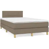 Syfax Cama box spring con colchón tela gris taupe 120x200 cm