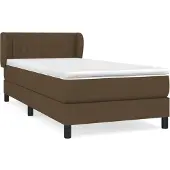 Syfax Cama box spring con colchón tela marrón oscuro 90x200 cm