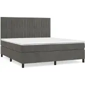 Syfax Cama box spring con colchón terciopelo gris oscuro 180x200 cm