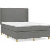 Syfax Cama box spring con colchón tela gris oscuro 140x200 cm
