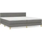 Syfax Cama box spring con colchón tela gris oscuro 200x200 cm