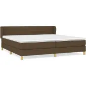 Syfax Cama box spring con colchón tela marrón oscuro 200x200 cm