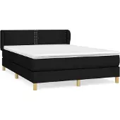 Syfax Cama box spring con colchón tela negro 140x190 cm