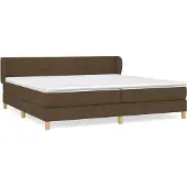 Syfax Cama box spring con colchón tela marrón oscuro 200x200 cm