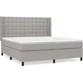 Syfax Cama box spring con colchón tela gris claro 160x200 cm