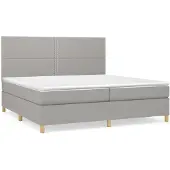 Syfax Cama box spring con colchón tela gris claro 200x200 cm