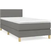 Syfax Cama box spring con colchón tela gris oscuro 90x190 cm