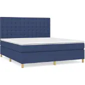 Syfax Cama box spring con colchón tela azul 160x200 cm