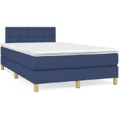 Syfax Cama box spring con colchón tela azul 120x200 cm