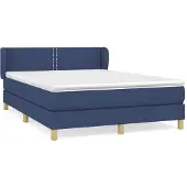 Syfax Cama box spring con colchón tela azul 140x200 cm