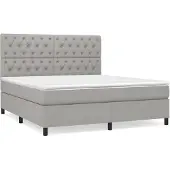 Syfax Cama box spring con colchón tela gris claro 160x200 cm