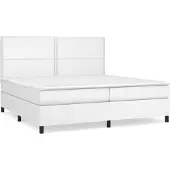 Syfax Cama box spring con colchón cuero sintético blanco 200x200 cm