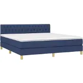 Syfax Cama box spring con colchón tela azul 180x200 cm