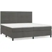Syfax Cama box spring con colchón terciopelo gris oscuro 200x200 cm