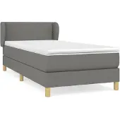 Syfax Cama box spring con colchón tela gris oscuro 90x200 cm