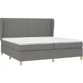 Syfax Cama box spring con colchón tela gris oscuro 200x200 cm