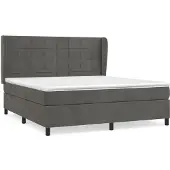 Syfax Cama box spring con colchón terciopelo gris oscuro 160x200 cm