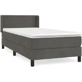 Syfax Cama box spring con colchón terciopelo gris oscuro 80x200 cm