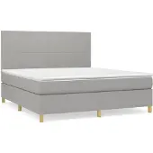 Syfax Cama box spring con colchón tela gris claro 160x200 cm