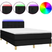 Syfax Cama box spring con colchón LED tela negro 120x200 cm