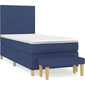 Syfax Cama box spring con colchón tela azul 90x200 cm