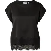 Vila Blusa De Manga Corta Ellette Full Satin Lace Top