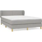 Syfax Cama box spring con colchón tela gris claro 140x190 cm
