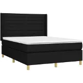 Syfax Cama box spring con colchón tela negro 140x190 cm