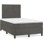 Syfax Cama box spring con colchón terciopelo gris oscuro 120x200 cm