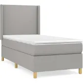 Syfax Cama box spring con colchón tela gris claro 100x200 cm