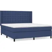 Syfax Cama box spring con colchón tela azul 160x200 cm