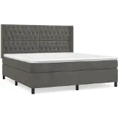 Syfax Cama box spring con colchón terciopelo gris oscuro 180x200 cm