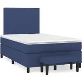 Syfax Cama box spring con colchón tela azul 120x200 cm