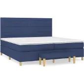 Syfax Cama box spring con colchón tela azul 200x200 cm