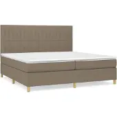 Syfax Cama box spring con colchón tela gris taupe 200x200 cm