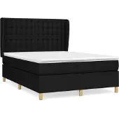 Syfax Cama box spring con colchón tela negro 140x200 cm