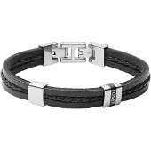 Fossil Pulsera gris plateado / negro