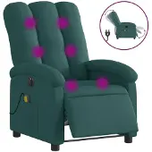 Syfax Sillón reclinable de masaje eléctrico tela verde oscuro